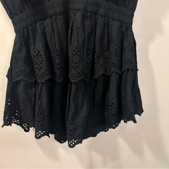 Gap Black Organic Cotton Eyelet Ruffle Mini Dress Size M NWT Romanticcore - Picture 8 of 15
